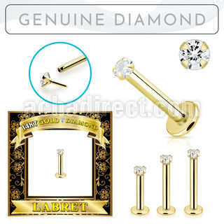glbdi 14k gold labret 1.5mm prong set round diamond