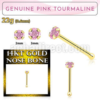 gnbge3 piercing nariz hueso oro 14 kts 0 6mm turmalina rosa 2mm distribuidor