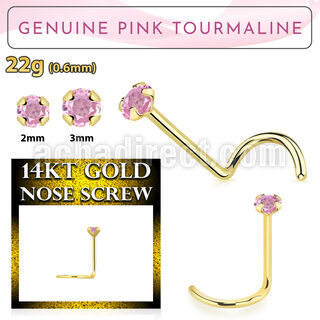 gscge3 piercing nariz l oro 14 kts 0 6mm turmalina rosa 2mm mayorista
