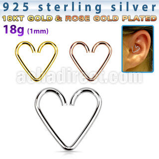 hexh aro continuo piering helix plata esterlina 925 1mm corazon daith helix tragus 12mm distribuidor