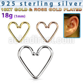 hexhb piercing helix falso plata esterlina 925 1mm corazon sirve daith helix tragus 12mm al por mayor