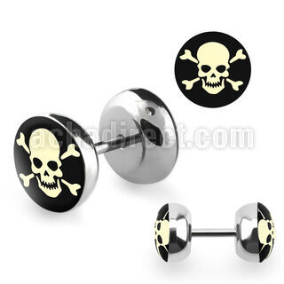 ilpe plug falso acero quirurgico logo calavera blanca fondo negro 8mm mayorista