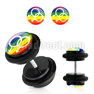 ilvgr10 plug falsos acrilico negro lodo masculino doble sobre arcoiris anillos goma 8mm distribuidor