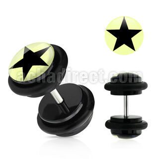 ilvgr14 plug falso acrilico negro logo estrella negro anillos goma 8mm mayorista