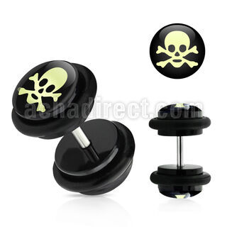 ilvgr16 plug falso acrilico negro logo calavera blanca huesos anillos goma 8mm mayorista