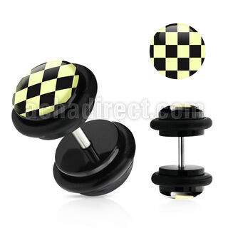 ilvgr25 plug falso acrilico negro logo cuadros negros blancos anillos goma 8mm distribuidor