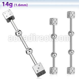 indsh14 barbell industrial acero 316l dados arriba abajo 5mm bolas 4mm centro barra distribuidor mayorista