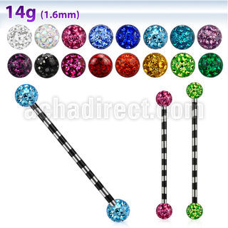 intrf5 barbell industrial acero 316l pvd rayas cebra bolas multi cristal ferido 5mm distribuidor