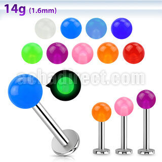lbgl labret acero quirurgico bola acrilica brilla oscuridad 5mm 8mm venta