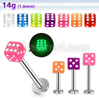 lbgldi labret acero quirurgico 1 5mm dado acrilico brilla oscuridad 5mm 8mm venta