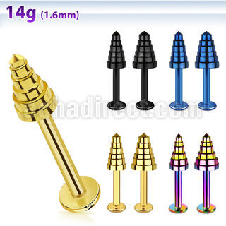 lbtxn4 labret acero quirurgico anodizado cono hendiduras 4mm 8mm distribuidor mayorista