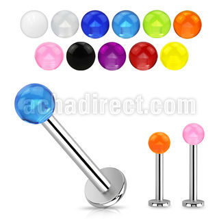 lbuvb4 steel labret 14g acrylic uv ball