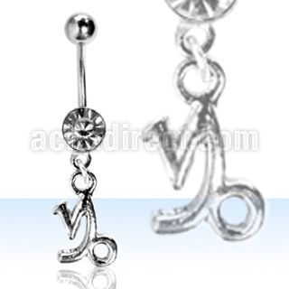 mcd116 banana ombligo acero quirurgico bola joya 8mm signo capricornio colgado 10mm mayorista