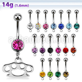 mcd376 piercing ombligo acero quirurgico bola joya bisel 8mm puno americano colgado 10mm venta