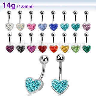 mcd426 piercing ombligo acero quirurgico corazon cristal ferido distribuidor
