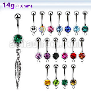 mcd583 piercing ombligo acero quirurgico bola joya bisel 8mm pluma 10mm distribuidor mayorista