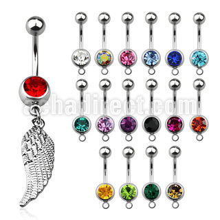 mcd593 piercing ombligo acero quirurgico bola joya bisel 8mm ala pajaro 10mm mayorista