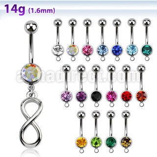 mcd624 piercing ombligo acero quirurgico bola joya 8mm infinito liso colgado horizontalmente 10mm al por mayor