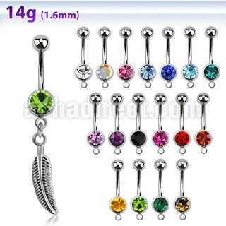 mcd638 piercing ombligo acero quirurgico bola joya bisel 8mm pluma curvada 10mm distribuidor