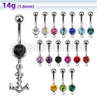 mcd699 piercing ombligo acero quirurgico bola joya bisel 8mm ancla liso cuerda 10mm distribuidor