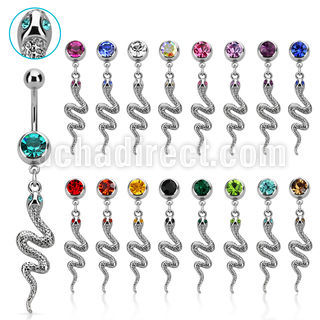 mcd728 piercing ombligo acero quirurgico bola joya bisel 8mm serpiente ojos cristal 10mm al por mayor