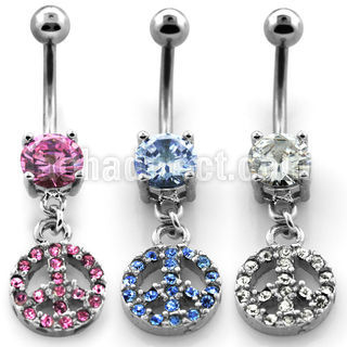 mcdpea2 banana ombligo acero quirurgico zirconia redonda 8mm signo paz cristal colgado 10mm mayorista