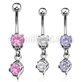 mcdz10 piercing ombligo acero quirurgico zirconia redonda 8mm delfin colgado zirconia 10mm mayorista