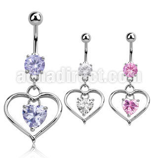 mcdz115 piercing ombligo acero quirurgico bola joya bisel 8mm corazon colgado zirconia corazon interior 10mm distribuidor