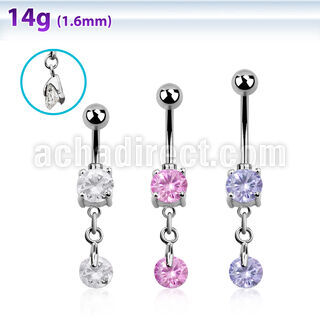 mcdz372 piercing ombligo acero quirurgico bola doble joya bisel 5 8mm zirconia redonda 10mm distribuidor