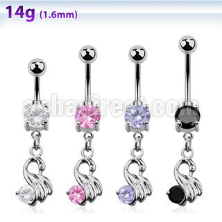 mcdz375 piercing ombligo acero quirurgico bola doble joya bisel 5 8mm cisne colgado zirconia redonda 10mm distribuidor