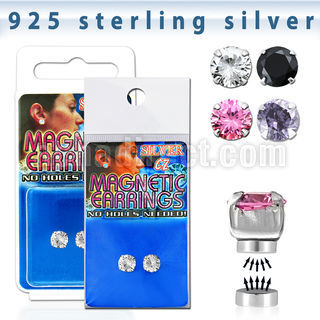 mgcz5m par piercings oreja magneticos plata zirconia redonda color 5mm distribuidor