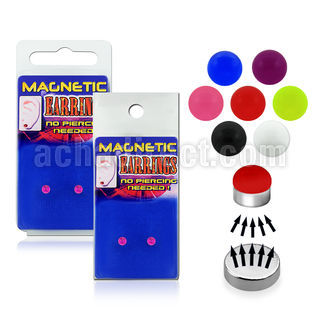 mger15 aro oreja falso acrilico uv 3mm base magnetica color plateado 5mm 1 pieza venta