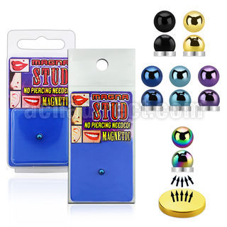 mgtb4 piercing magnetico media bola acero quirurgico anodizado 4mm base magnetica color dorado 8mm 1 pieza distribuidor