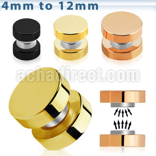 mptrd plug falso magnetico acero quirurgico anodizado negro dorado al por mayor