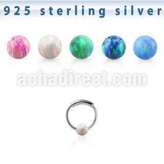 ns01o aro nariz continuo plata esterlina 0 6mm bola opalo 3mm 8mm al por mayor