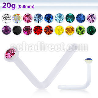 nsac2 piercing nariz l acrilico transparente cristal redondo 2mm al por mayor
