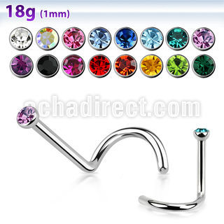 nsc18 piercing nariz l acero quirurgico 1mm cristal redondo 2mm mayorista