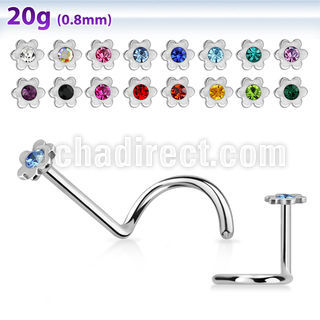 nscflc piercing nariz l acero quirurgico brillo espejo flor cristal centro venta