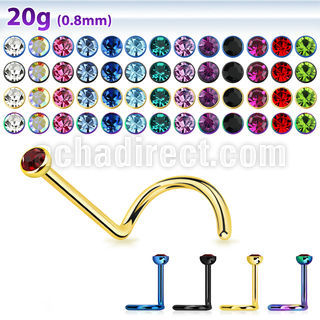 nstc piercing nariz l acero quirurgico anodizado cristal redondo 2mm mayorista