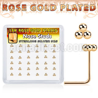 nstsv36r rose gold plated silver nose studs balls 36pcs