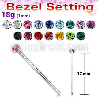 nycb2518 piercing nariz acero quirurgico doblar 17mm 1mm redonda 2 5mm cristal bisel distribuidor
