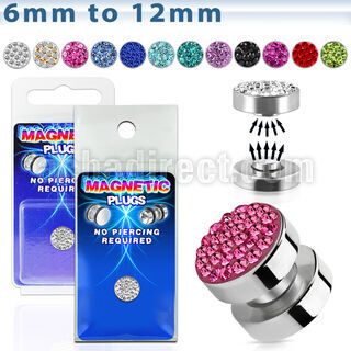 pkmp103 plug falso magnetico acero quirurgico cristal ferido lado 1 pieza al por mayor