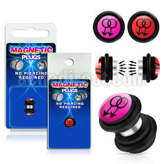 pkmp76 plug falso magnetico acrilico negro logo masculino doble fondo rosa anillos goma 8mm 1 pieza distribuidor