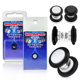 pkmp92 plug falso magnetico acrilico negro anillos goma 1 pieza al por mayor