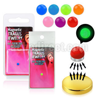 pktg8 surtido piercings falsos piercing tragus falso magnetico 3mm bola brilla oscuridad color dorado magnetica 1 pieza distribuidor
