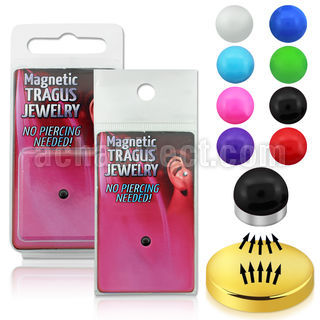 pktg9 surtido piercings falsos piercing tragus falso magnetico 3mm bola acrilica color solido bandeja magnetica dorada venta
