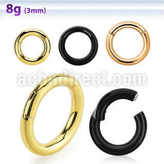 pvd plated surgical steel hinged segment ring, 8g (3mm)