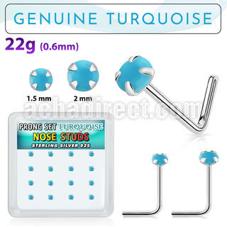 s16pge7 caja 16 piercing nariz l plata 925 0 6mm turquesa redonda 2mm mayorista