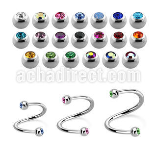 spe2c espiral ceja acero quirurgico bolas joya bisel 3mm al por mayor