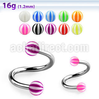 spebe espiral ceja acero quirurgico bolas acrilico uv pelota playa 3mm al por mayor